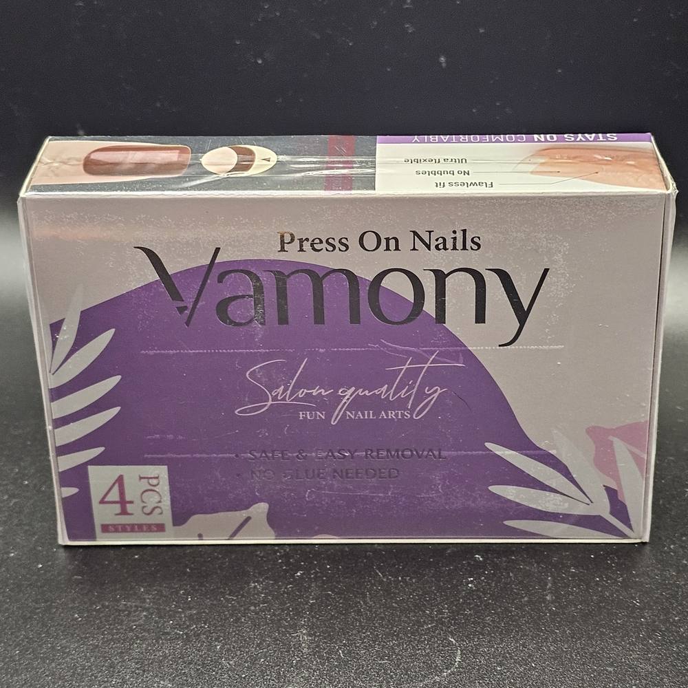 4 Packs Vamony‎ Press on Nails Salon Quality Fun Nail Art, No Glue Needed
